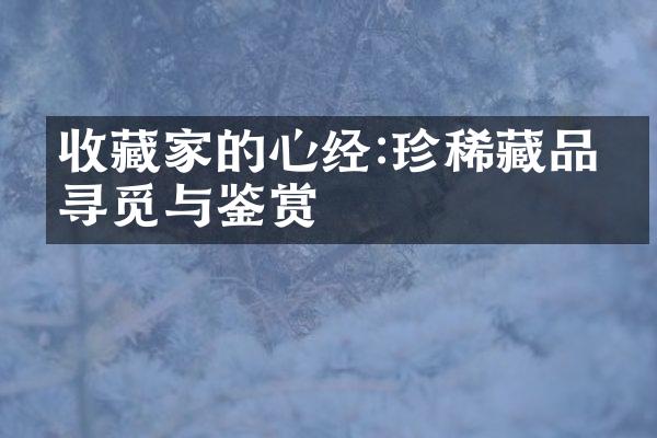 收藏家的心经:珍稀藏品的寻觅与鉴赏