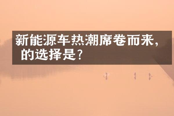 新能源车热潮席卷而来,你的选择是?