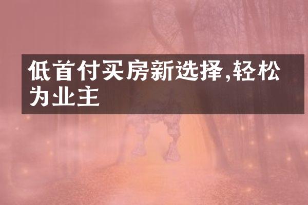 低首付买房新选择,轻松成为业主