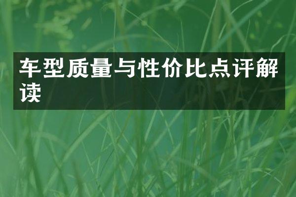 车型质量与性价比点评解读