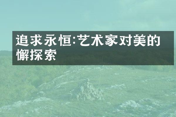 追求永恒:艺术家对美的不懈探索