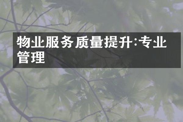 物业服务质量提升:专业化管理