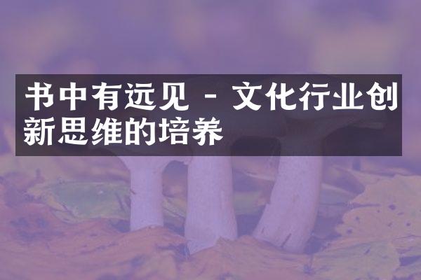 书中有远见 - 文化行业创新思维的培养