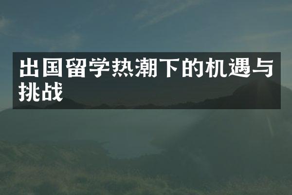 出国留学热潮下的机遇与挑战