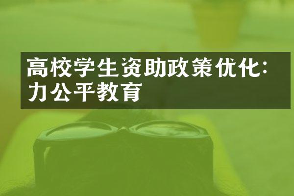 高校学生资助政策优化:助力公平教育