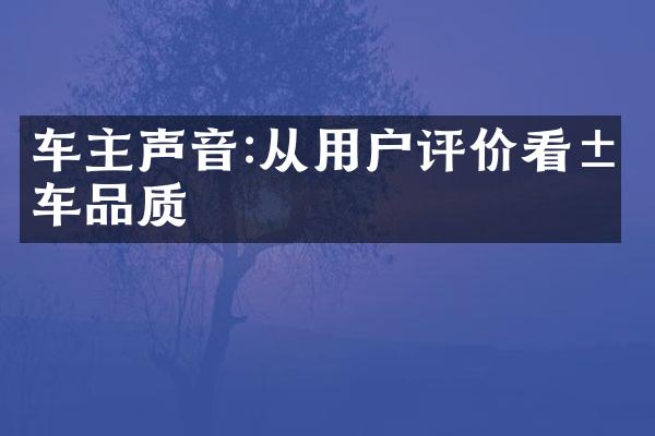 车主声音:从用户评价看汽车品质