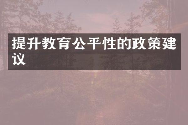 提升教育公平性的政策建议