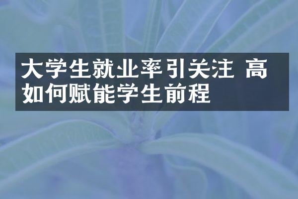 大学生就业率引关注 高校如何赋能学生前程