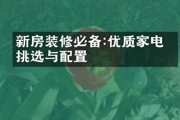 新房装修必备:优质家电的挑选与配置