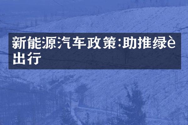 新能源汽车政策:助推绿色出行