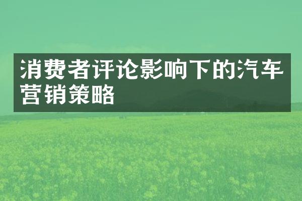 消费者评论影响下的汽车营销策略