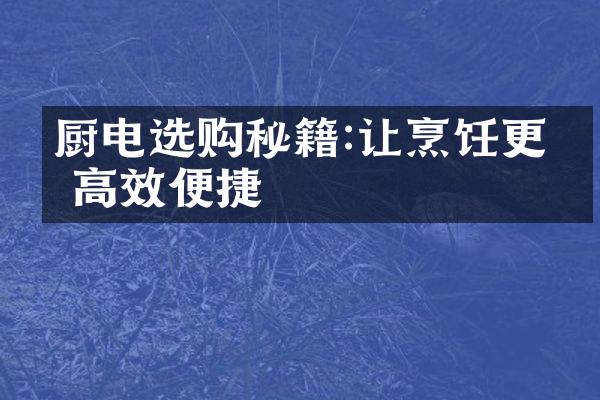 厨电选购秘籍:让烹饪更加高效便捷