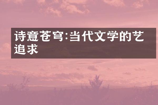 诗意苍穹:当代文学的艺术追求