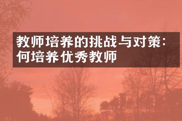 教师培养的挑战与对策:如何培养优秀教师