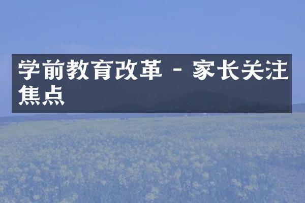 学前教育改革 - 家长关注焦点