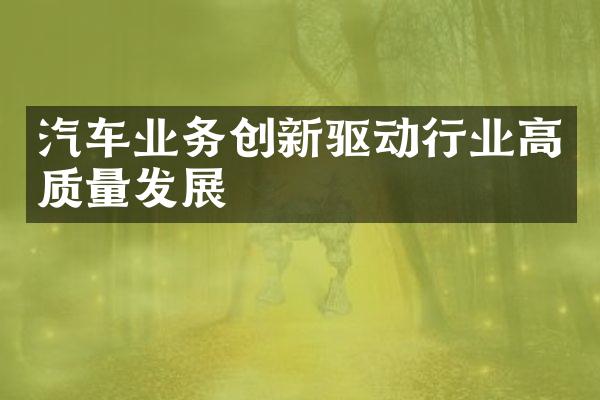 汽车业务创新驱动行业高质量发展