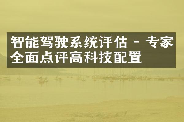 智能驾驶系统评估 - 专家全面点评高科技配置