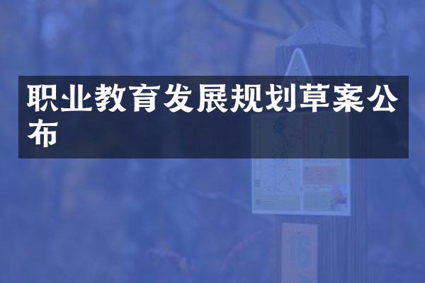 职业教育发展规划草案公布