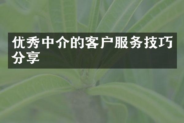 优秀中介的客户服务技巧分享