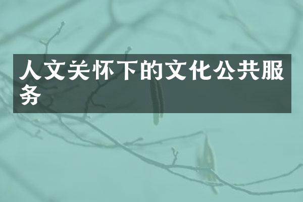 人文关怀下的文化公共服务