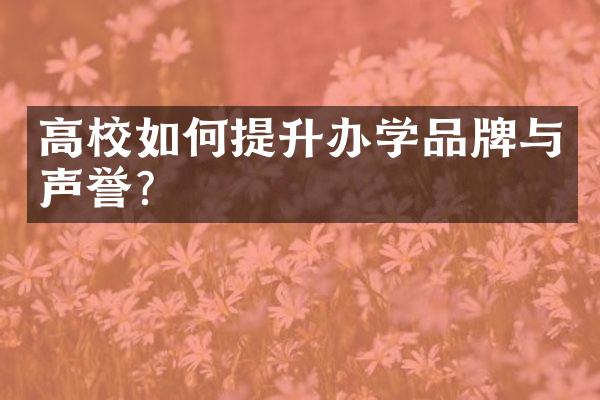 高校如何提升办学品牌与声誉?