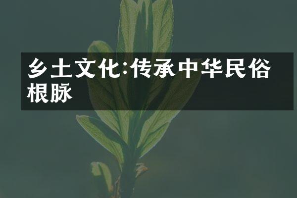 乡土文化:传承中华民俗的根脉