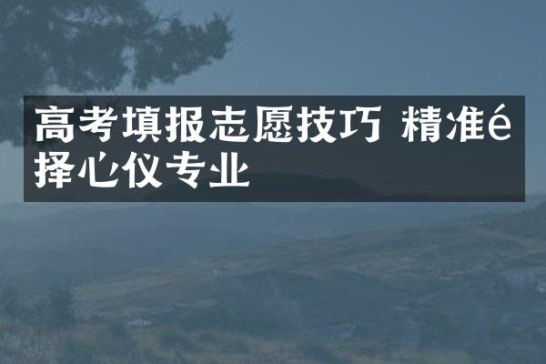 高考填报志愿技巧 精准选择心仪专业