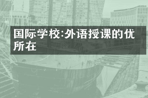 国际学校:外语授课的优势所在