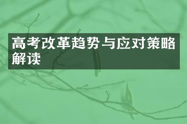 高考改革趋势与应对策略解读