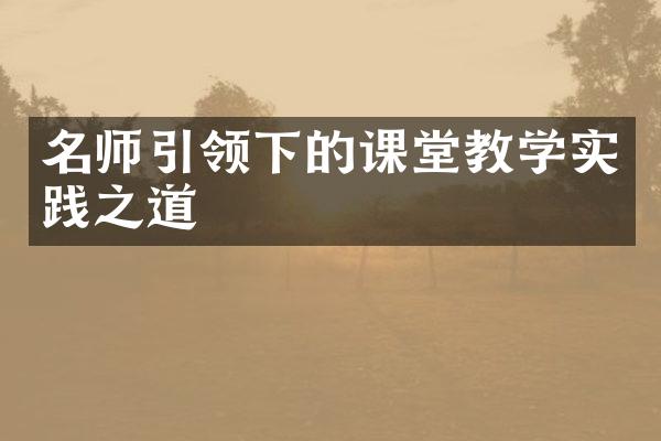 名师引领下的课堂教学实践之道