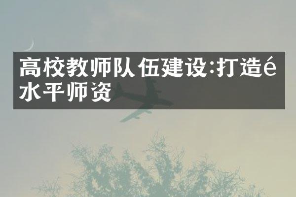 高校教师队伍建设:打造高水平师资