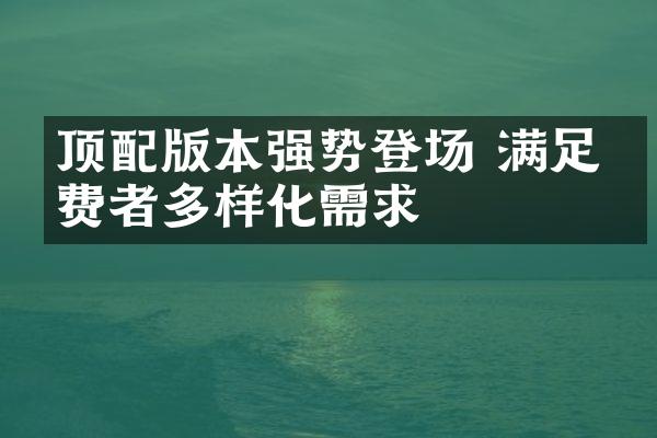 顶配版本强势登场 满足消费者多样化需求