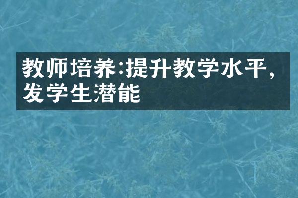 教师培养:提升教学水平,激发学生潜能