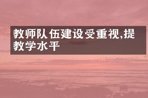 教师队伍受重视,提升教学水平