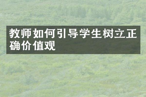 教师如何引导学生树立正确价值观