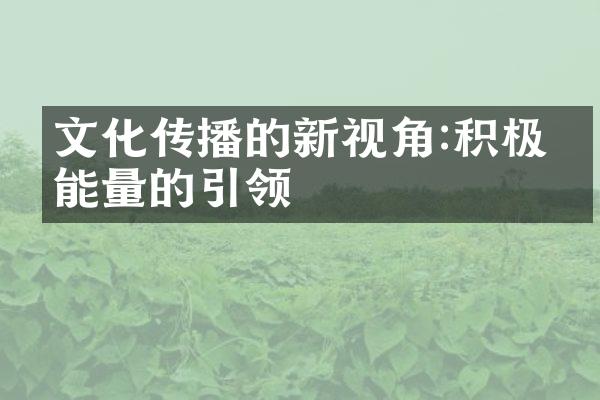 文化传播的新视角:积极正能量的引领