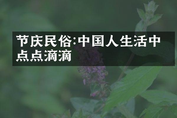 节庆民俗:中国人生活中的点点滴滴