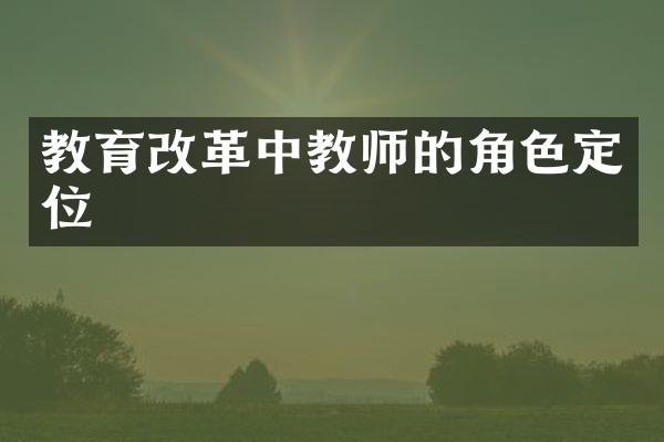 教育改革中教师的角色定位