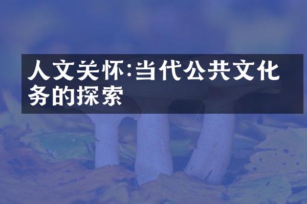 人文关怀:当代公共文化服务的探索