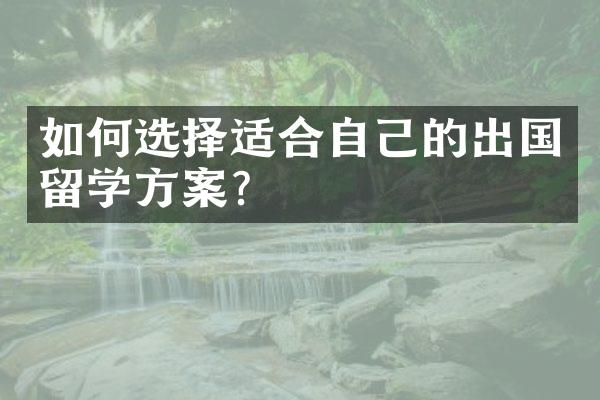 如何选择适合自己的出国留学方案?