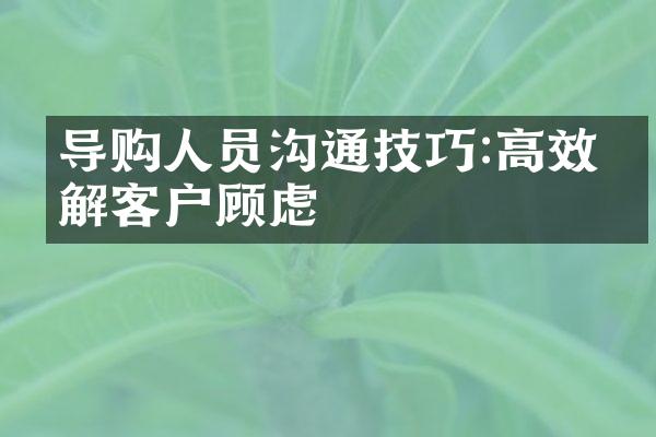 导购人员沟通技巧:高效化解客户顾虑