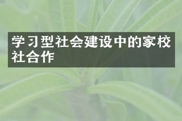 学习型社会建设中的家校社合作