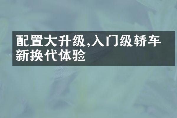 配置大升级,入门级轿车焕新换代体验