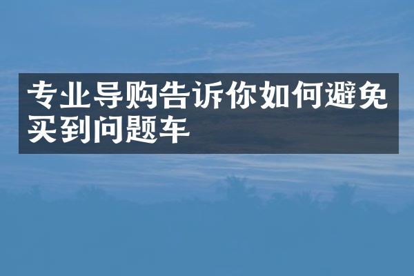 专业导购告诉你如何避免买到问题车