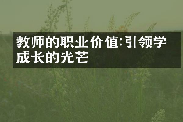 教师的职业价值:引领学生成长的光芒