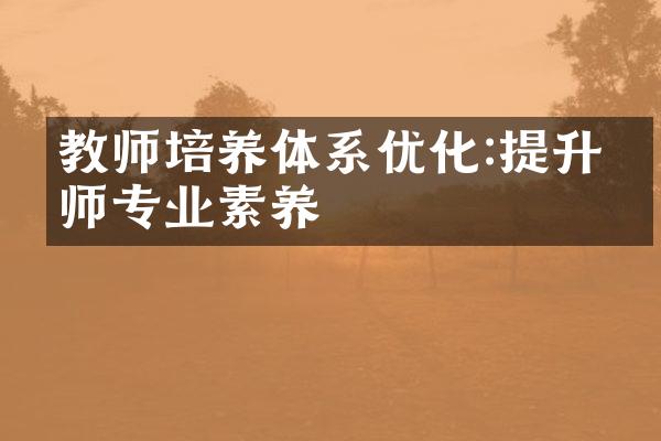 教师培养体系优化:提升教师专业素养