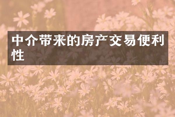 中介带来的房产交易便利性