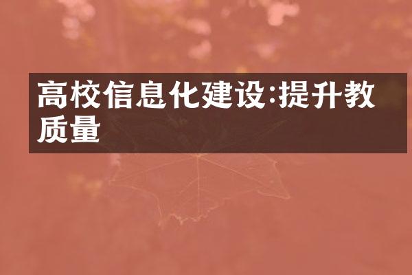 高校信息化:提升教学质量