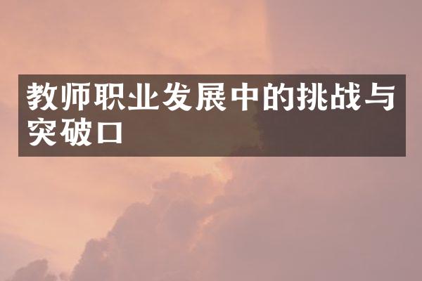 教师职业发展中的挑战与突破口