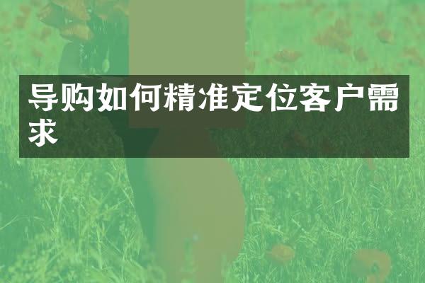 导购如何精准定位客户需求